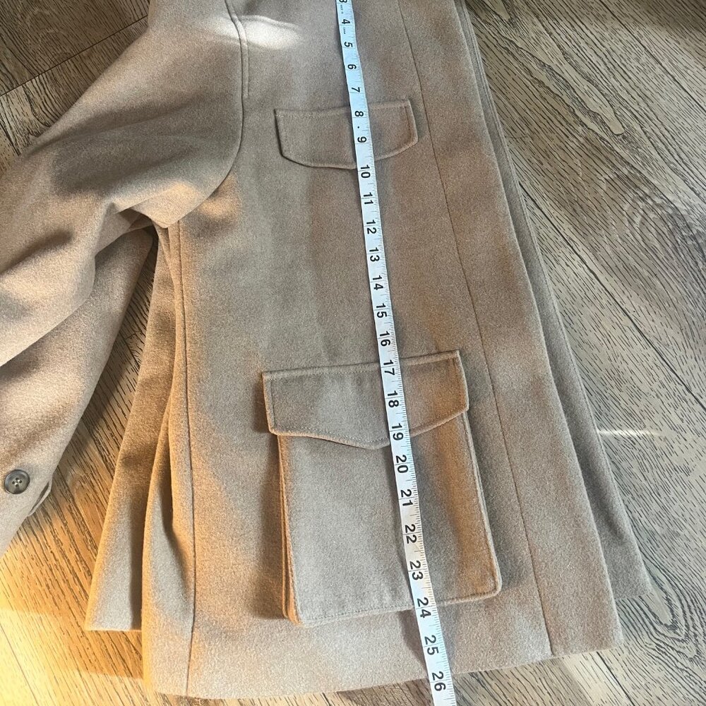 H&M Women Pea Coat Camel Sz Small Lined pockets collar Button down pockets - Picture 3 of 10